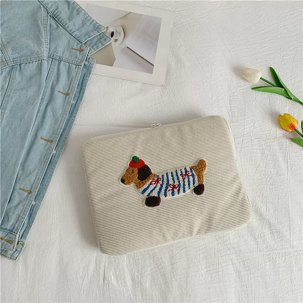 Korean ins style solid color cartoon sticker tablet computer storage bag 14/15 inch laptop liner bag