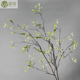 仿真浆果12叉带叶山归来果子大果粒藤条缠绕枝条花艺中式花材装饰