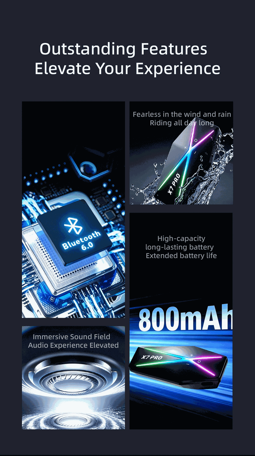 Cross-border motorcycle helmet Bluetooth headset, waterproof, noise-canceling, for group communication and intercom while riding