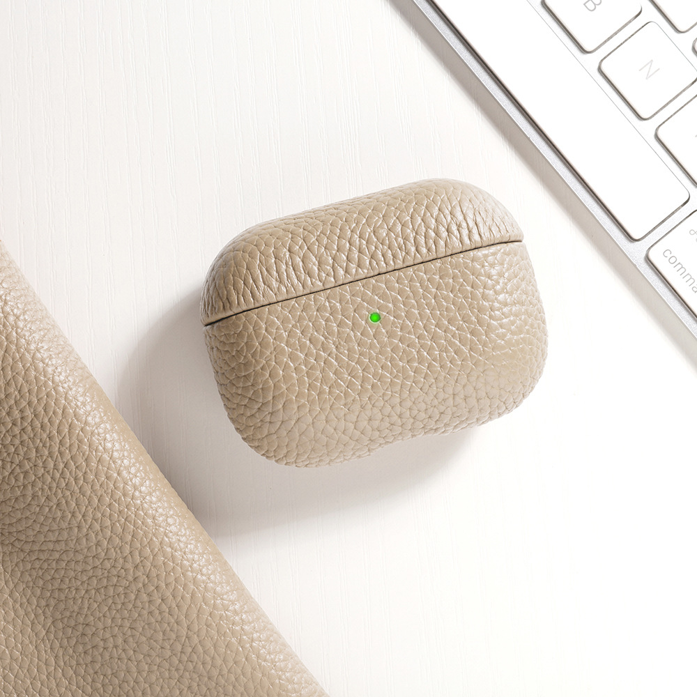 Кожаный защитный чехол Two Windows с текстурой личи для AirPods