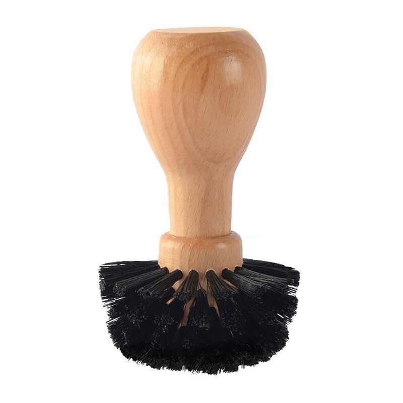 Cross-border coffee machine powder bowl cleaning brush with solid wood handle, coffee powder cleaning brush, cup brush, coffee machine cleaning brush