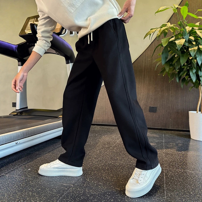 Trendy Straight-Leg Pants for Men, Spring Loose-Fit Sports Pants, 2026 New Men's Fleece-Lined Casual Pants