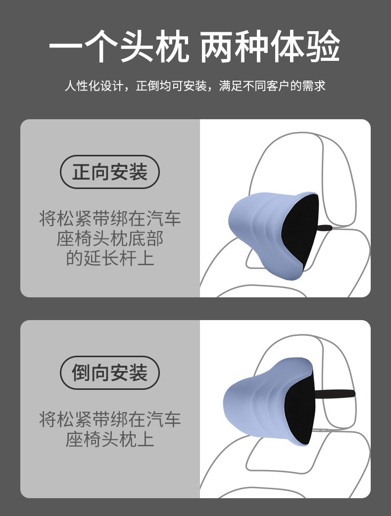 Car Headrest Massage Lumbar Support Shoulder and Neck Pillow Car Pillow Car Booster Pillow Memory Foam Back Cushion Factory