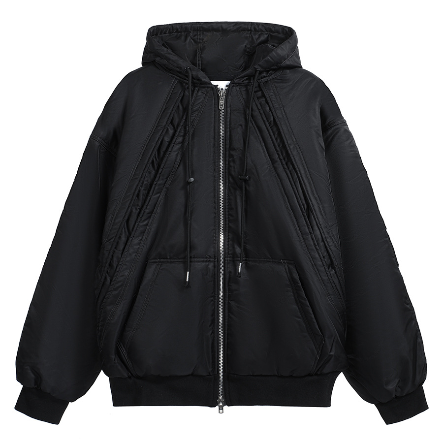 High Street FAR.ARCHIVE color sólido cremallera función de los hombres sueltos acolchados de las mujeres casual chaqueta con capucha de algodón acolchado ropa de moda