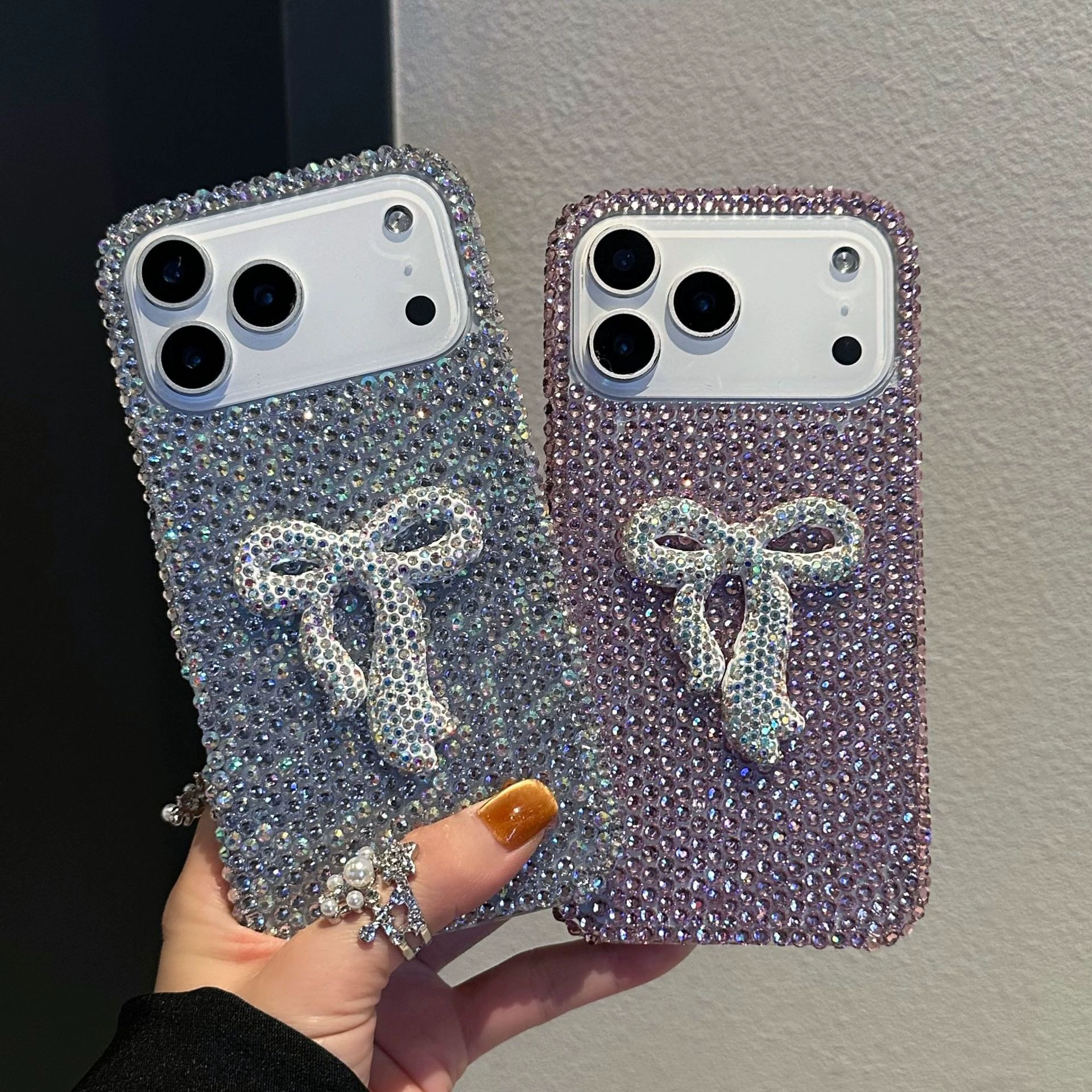 Apple, совместимый iPhone 17 с бантом, чехол для телефона, ремешок, инкрустированный кристаллами, iPhone, 17promax