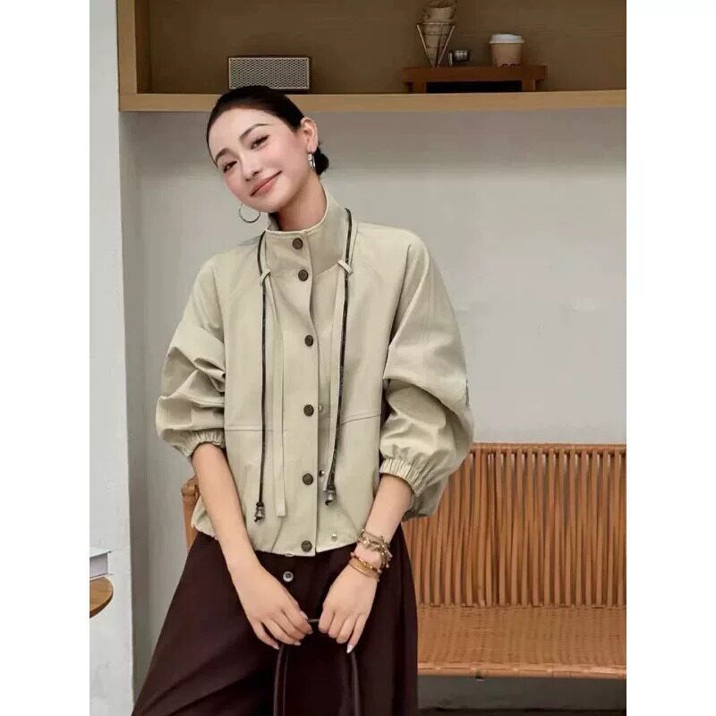 Casual Workwear Jacket for Women, Short Style, 2026 Autumn New Fashion, Stylish, Age-Reducing, Slimming, Versatile, Stand Collar, Loose Fit Jacket for Women