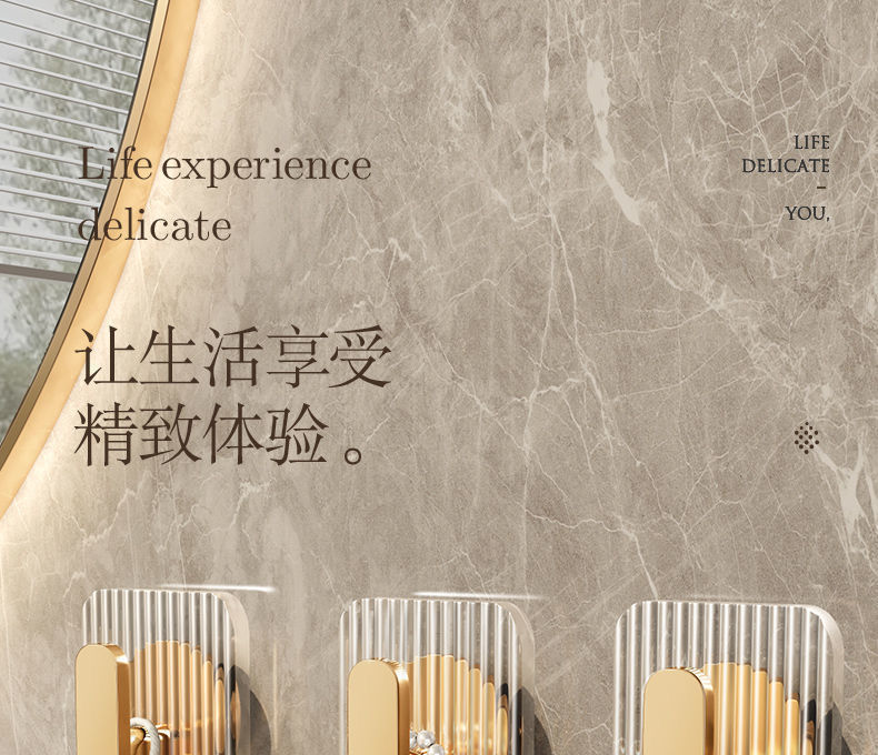 Description Picture 2 of itemAcrylic Bathroom Hooks Clear Gold Wall Hook Luxury Key Bag Holders Punch-free Home Organization and Storage Bathroom Organizer