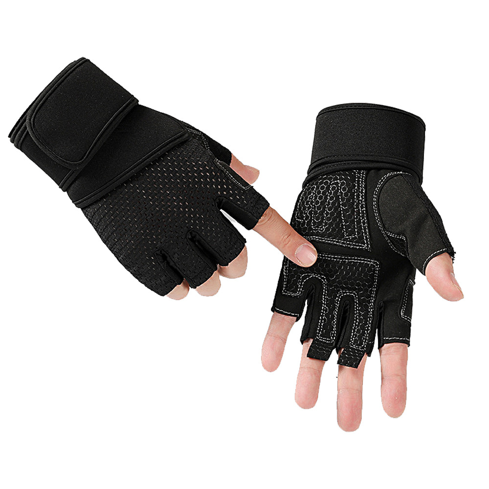 Fitness guantes de medio dedo equipo de entrenamiento para hombres Deportes pulsera alargada barra horizontal de mujer pull-up antideslizante transpirable resistente al desgaste