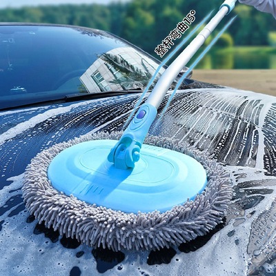 热销可伸缩加长洗车拖把不掉毛雪尼尔弯杆洗车刷汽车美容工具|ru