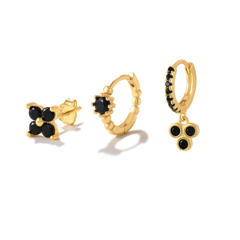INS Style Geometric Sterling Silver Plating Zircon Earrings 1 Pair
