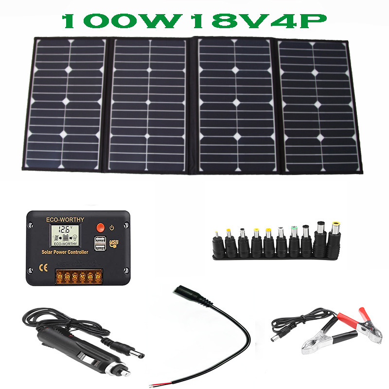 sunpower50W100W200W大功率太阳能折叠包MPPT移动充电宝快速充电