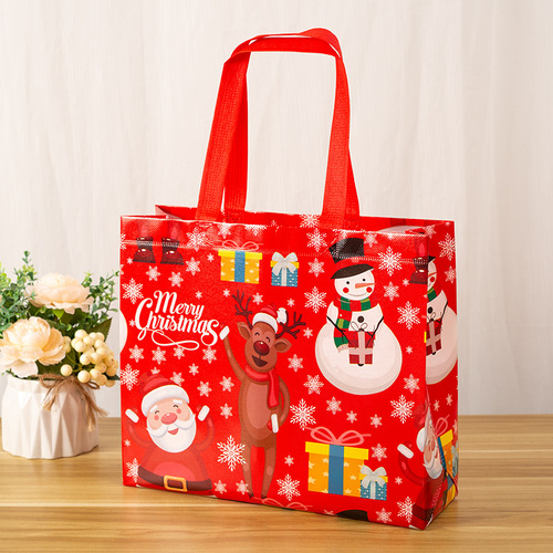 Christmas gift bag manufacturer wholesale non-woven portable laminated bag printing non-woven bag hot stamping logo