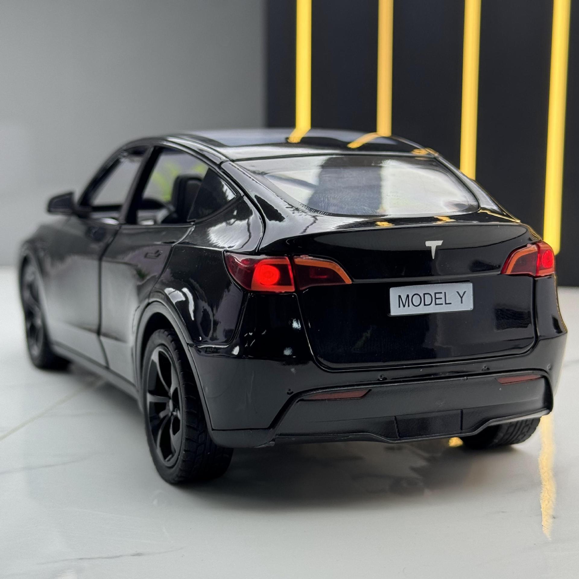 Nuevo modelo de coche de aleación Haodi 1:24 Tesla ModelY Tire hacia atrás la luz efecto de sonido modelo de coche de juguete adornos