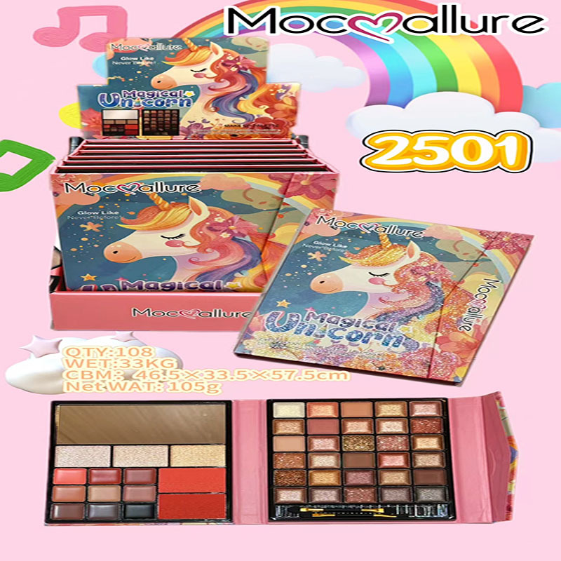 Mocoallure nueva sombra de ojos transfronteriza de comercio exterior blush de alto brillo set de maquillaje de papel unicornio set image 5