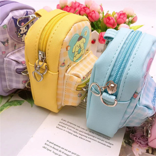 Cute Kuromi Big-Eared Dog Wallet Cartoon Portable Children's Student Diagonal Coin Purse Headphone Storage Bag