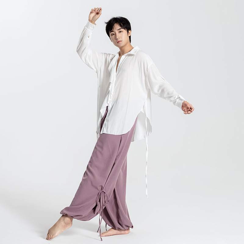 Modern Dance Loose Long-Sleeved Flowing Shirt, Unisex New Style Adult Chinese Jazz Practice Dance Top