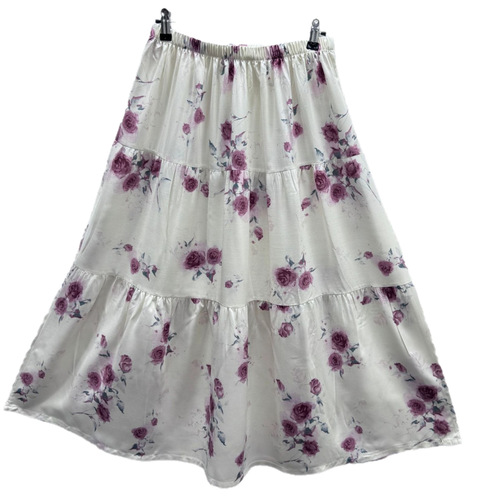 Cotton crepe half-length skirt, long dress print, simple casual maxi skirt, summer loose-fitting, slimming, elastic waist, three-piece skirt
