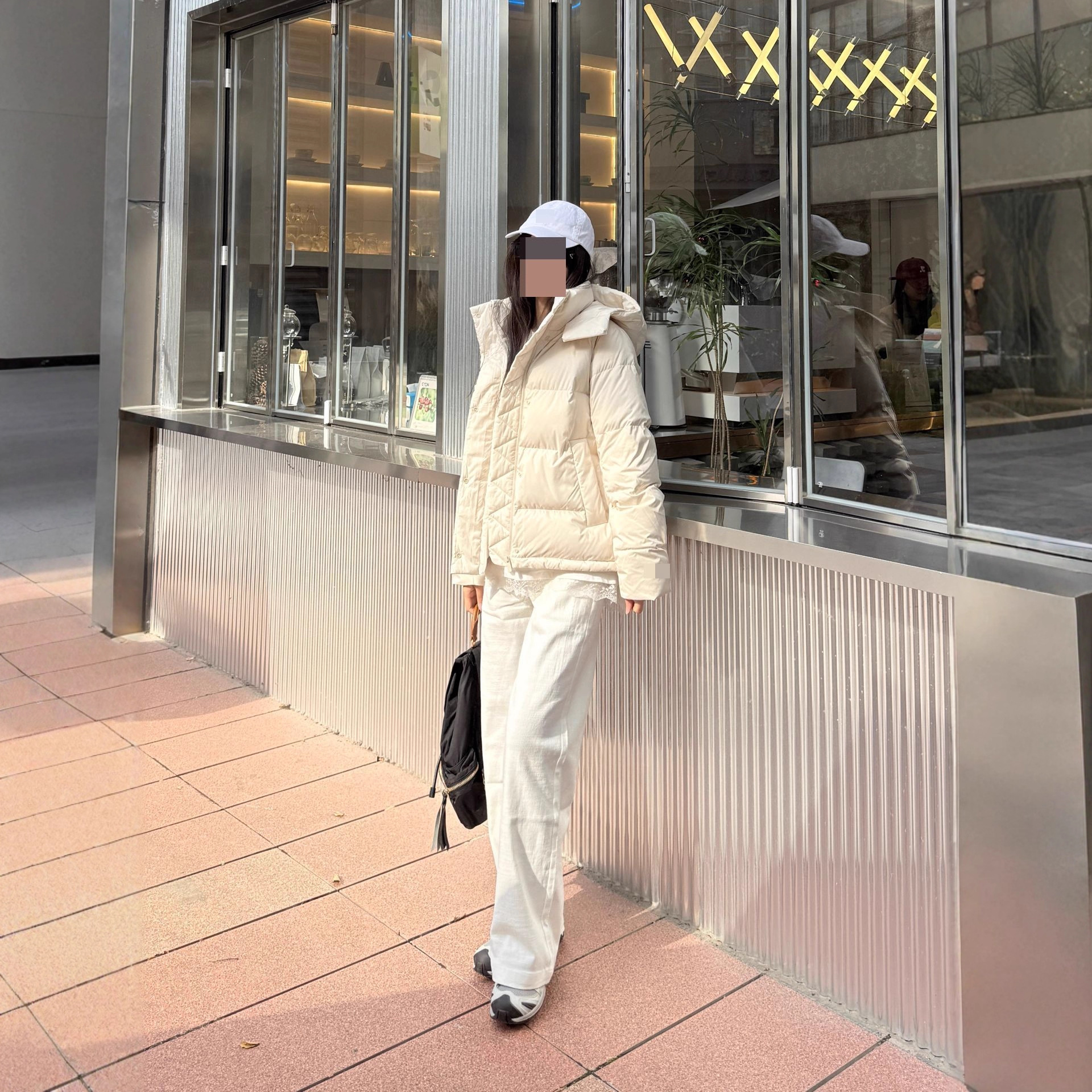 Putian Lulu 5칸 다운 재킷 구스 다운 퍼프 후드 따뜻하고 가벼운 허리 재킷 여성용 빵 재킷