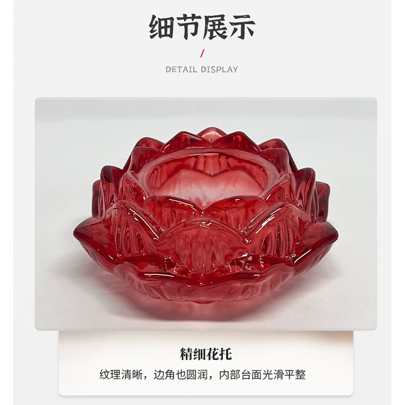 Colorful glazed lotus flower short bread butter lamp for Buddhist offering lamp, multi-color home altar candle lamp stand for offering lights in front of Buddha