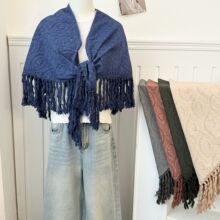 民族风腰果纯棉两用围巾复古文艺绣花流苏大三角巾手工须围脖丝巾