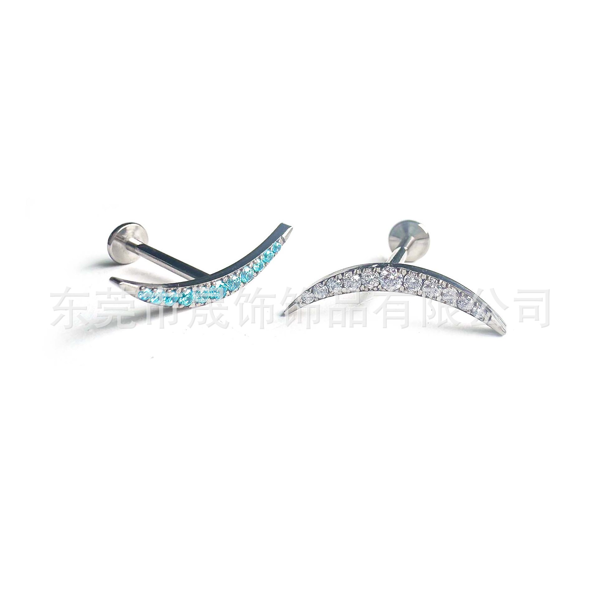F136 Titanium Ear Stud Studded Cubic Zirconia Ear 蜗钉 G23 Implant Grade Titanium Labret Stud 人体 Piercing Jewelry Helix Cartilage Stud 精致