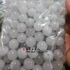 翡翠冰種紫羅蘭散珠豆綠巴山玉石珠子陽綠圓珠男女款手鍊項鍊