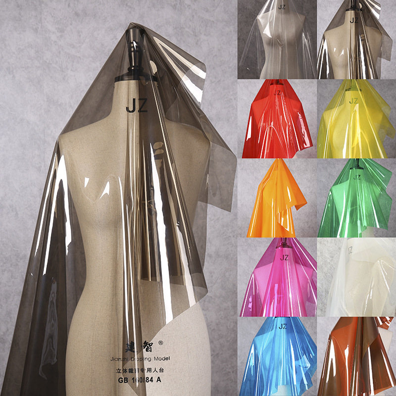 Full transparent tpu fabric fabric liquid jelly film plastic film better than pvc raincoat bag garment design cloth