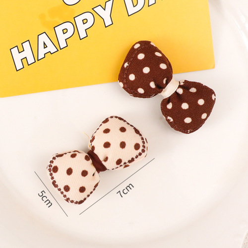 Fabric checkerboard filled with cotton polka dot bow brooch three-dimensional bow tie diy handmade hair accessories materials shoes and socks accessories