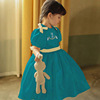 Summer dress, small princess costume with bow, puff sleeves, with embroidery, Lolita style, tutu skirt