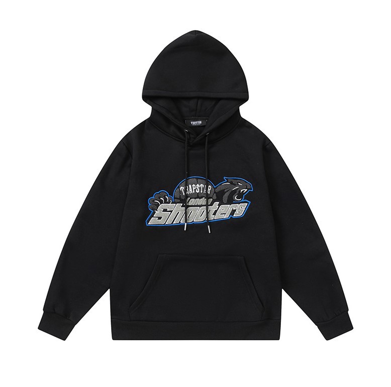 Europa y América Trapstar blue line negro cabeza de tigre toalla bordado más terciopelo con capucha suéter pantalones pantalones casuales