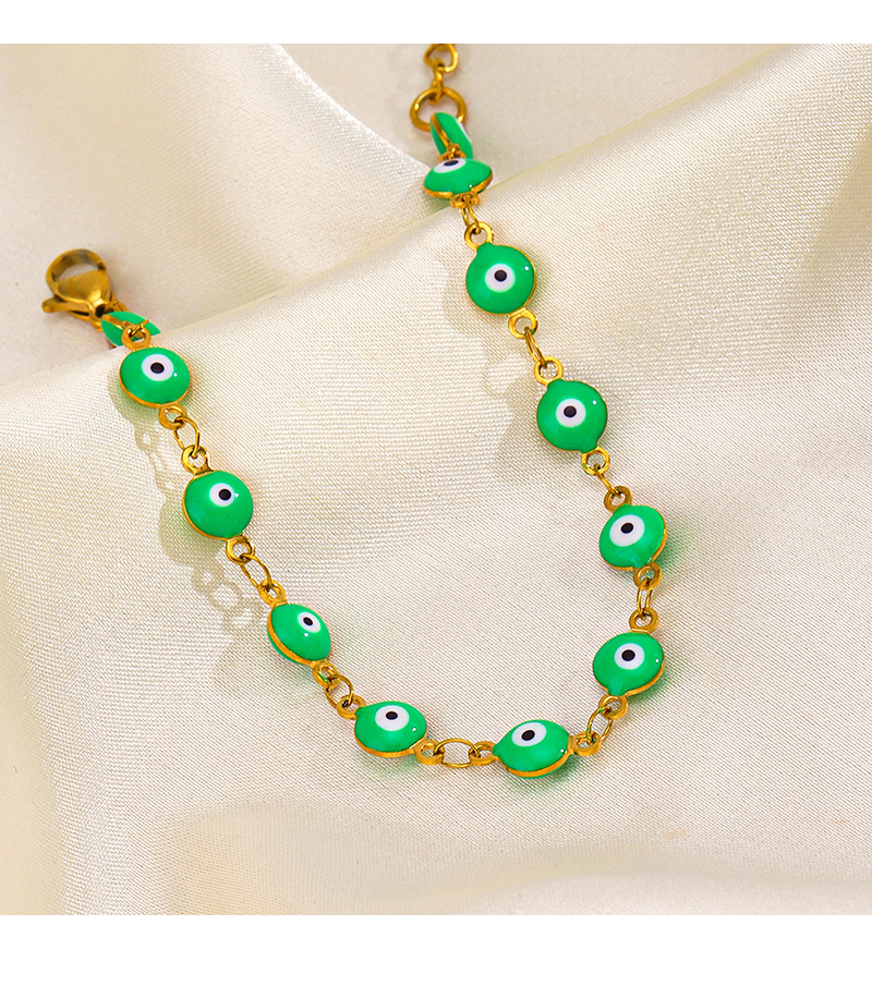 Daily Occasion 304 Stainless Steel Material Devil'S Eye Pattern PVD Coated 18K Gold Plated Devil'S Eye 304 Stainless Steel Ethnic Style Cool Style Waterproof Non Tarnish 304 Stainless Steel Bracelets