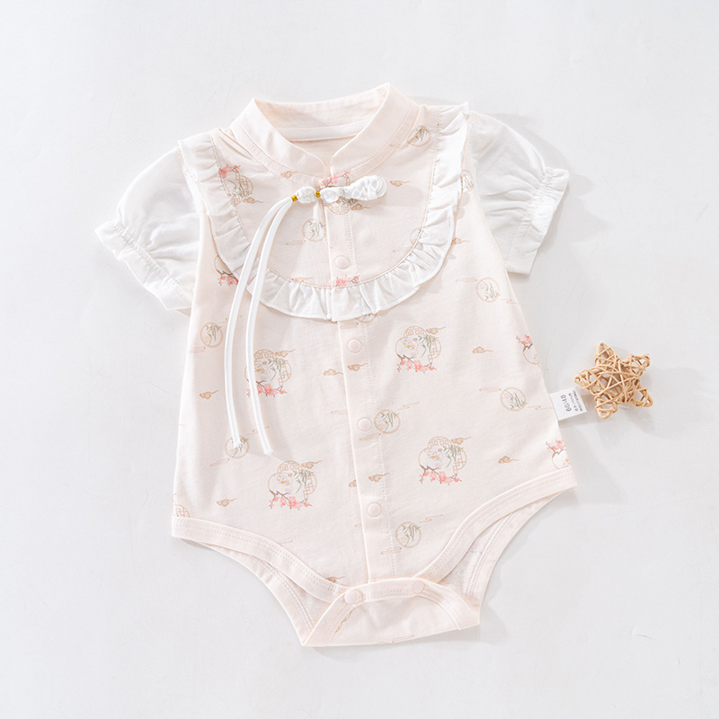 Uniforme de bebé de verano de manga corta de algodón de clase A, chaqueta de peldaño, ropa de escalada de bebé de clase A, algodón de verano vacío