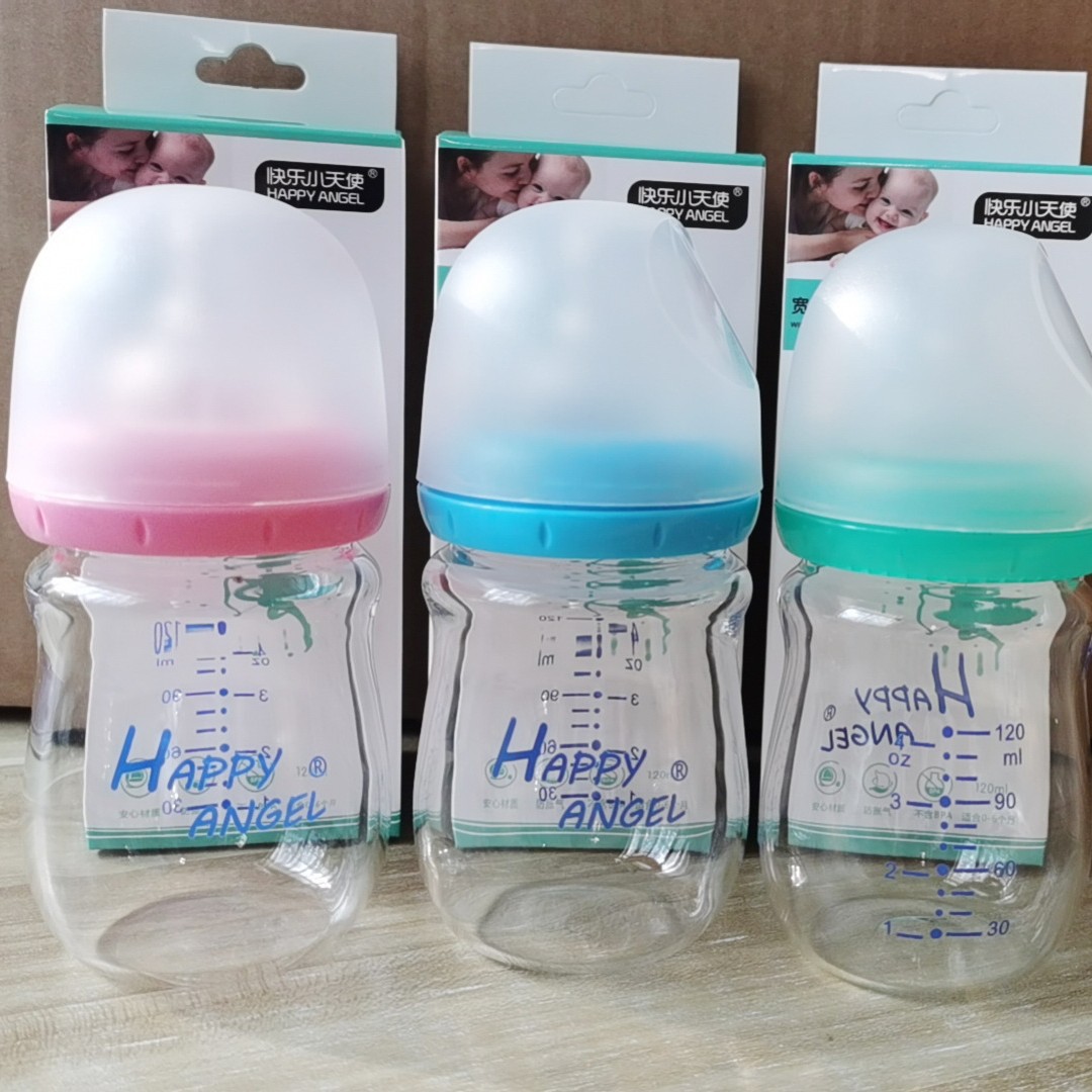 Fábrica al por mayor botellas de vidrio recién nacidos 180ml botellas de agua bebés calibración