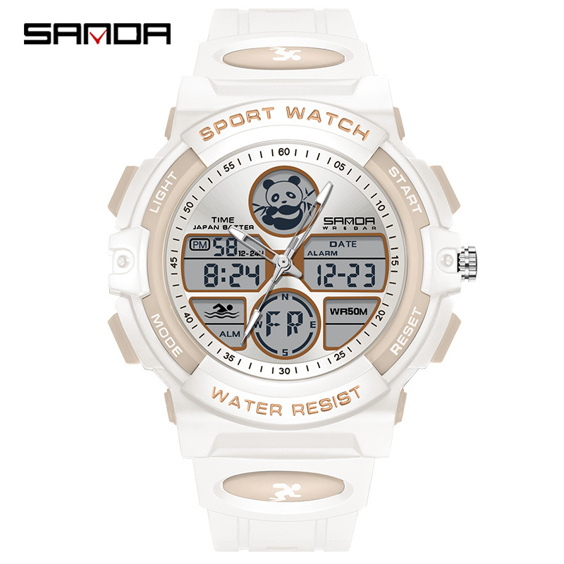 Sanda Spaceman reloj electrónico multifuncional hombres y mujeres Moda Panda patrón impermeable reloj de hombre