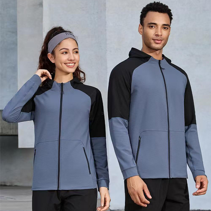 Autumn and Winter New Cross-Border Amazon Sports Casual Jacket Men's Hooded Zipper Jacket Running Fitness Training