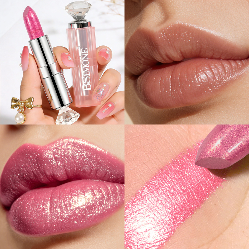Lápiz labial metálico perlado de 8 colores, iluminador con brillo de diamante, fácil de aplicar, hidratante, de larga duración, venta al por mayor.