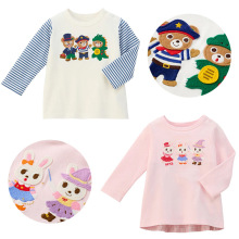 现货童装 春秋新款卡通熊兔恐龙刺绣男女儿童休闲长袖圆领衫