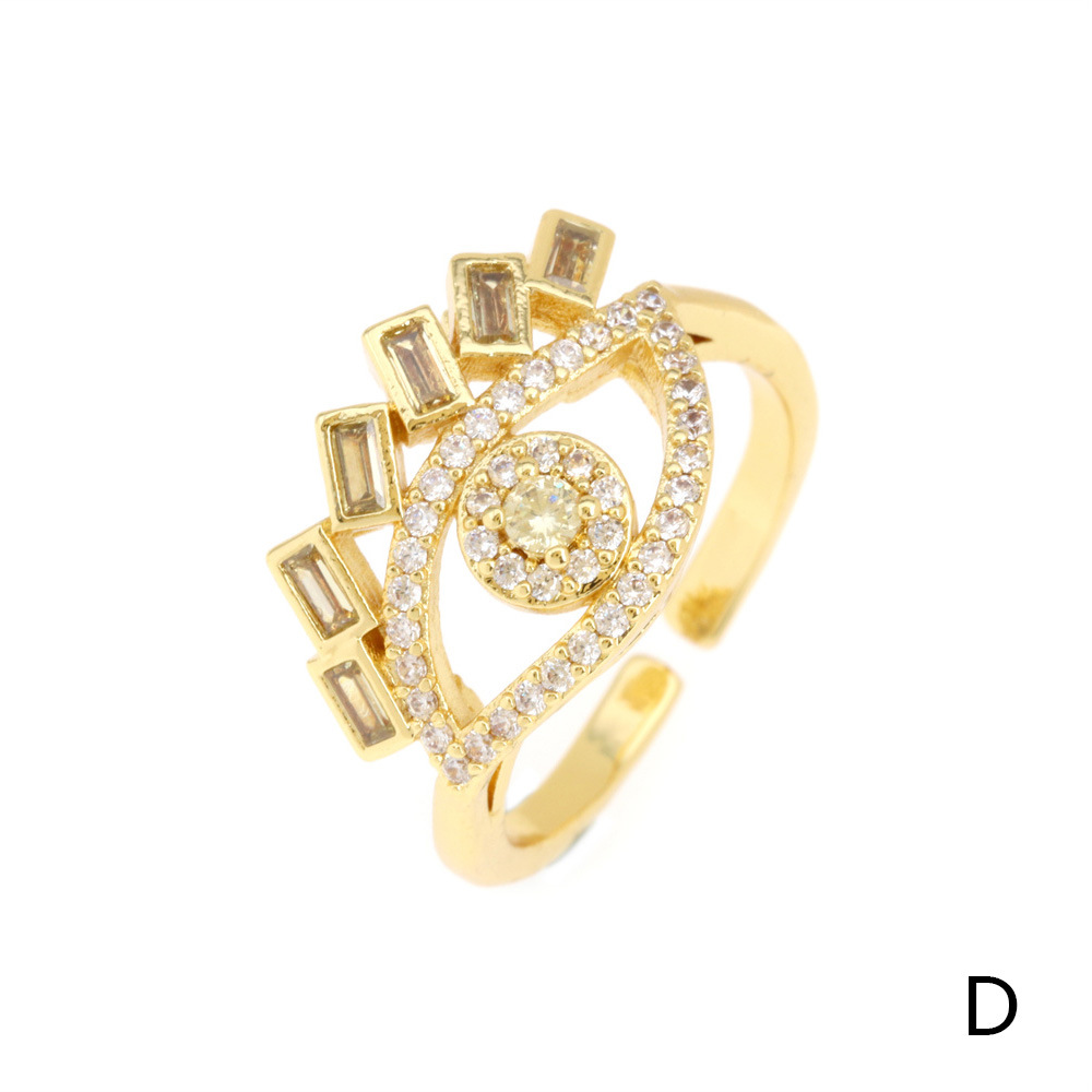 Fashion Eye Copper Inlay Zircon Open Ring 1 Piece