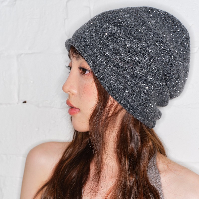 星空~亮晶晶堆堆帽权志龙同款亮片冷帽小香风包头帽秋冬保暖
