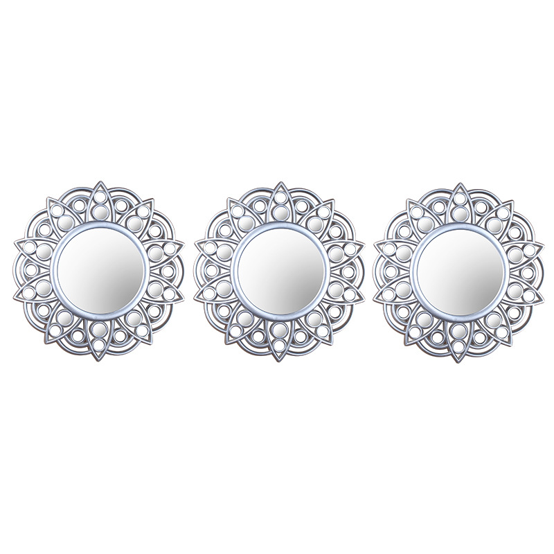 Espejo decorativo moderno anticuado de plástico, marco hueco tridimensional, espejo de pared retro para hogar/sala