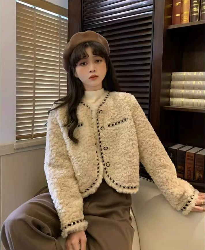 Короткая демисезонная бархатная куртка для девочек-подростков, стиль Chanel, свободный оверсайз, более толстая подкладка