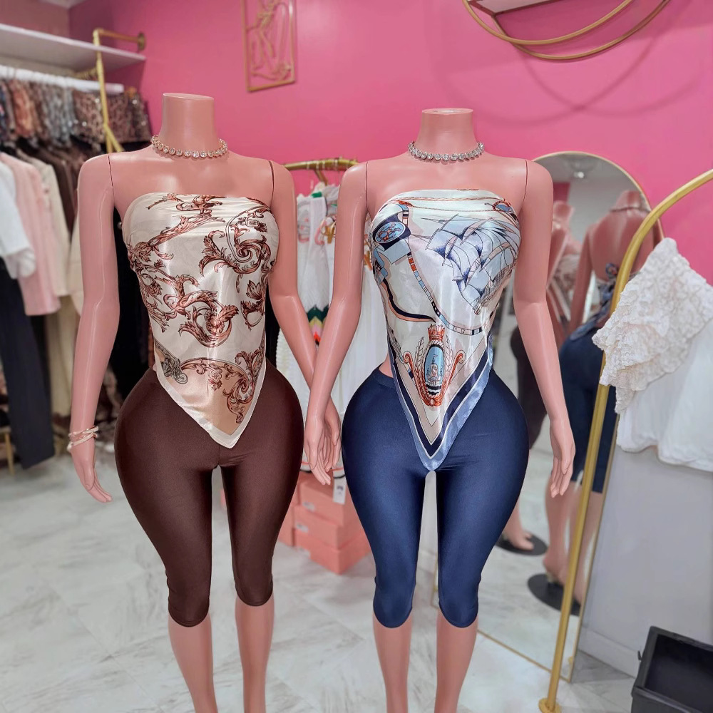 Y300344 European and American Cross-Border Fashion Women's Printed Chest-Wrapped Versatile Sexy Suit