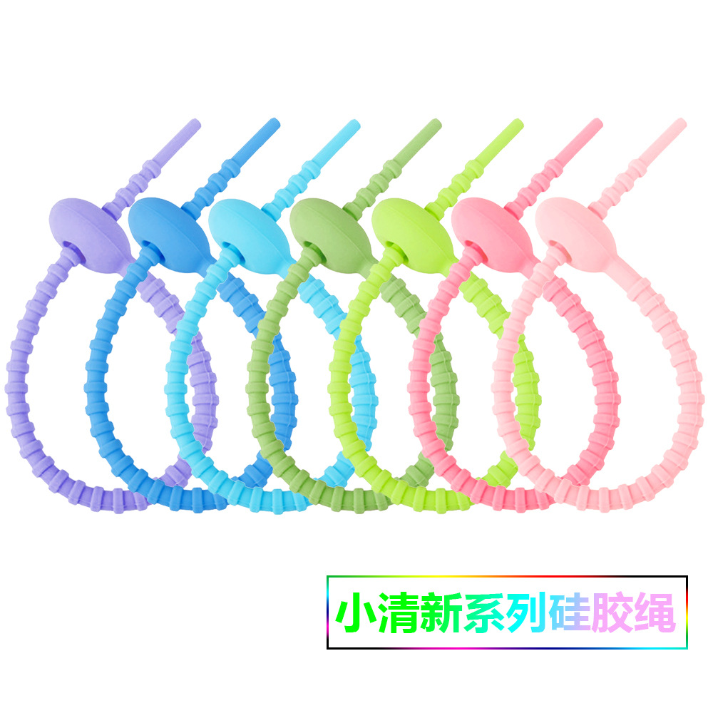 Cinta de silicona de color caramelo DIY llavero ropa bolsa de joyería accesorios cordón cable de datos de almacenamiento bobinadora