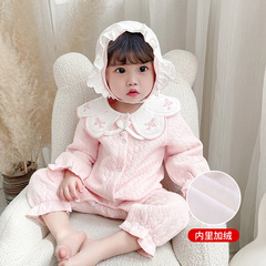 Idea Baby Winter Fleece Lined Padded Onesie for Girls and Boys, Thick Hosiery for Newborns and Toddlers, Winter Outfit 2508