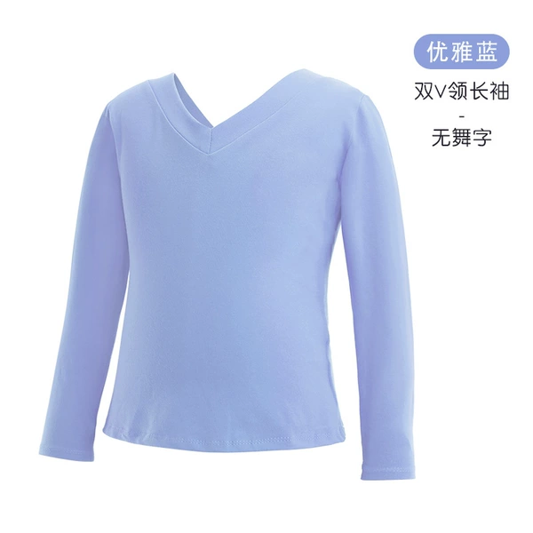 Modal V-neck elegant blue-long sleeves