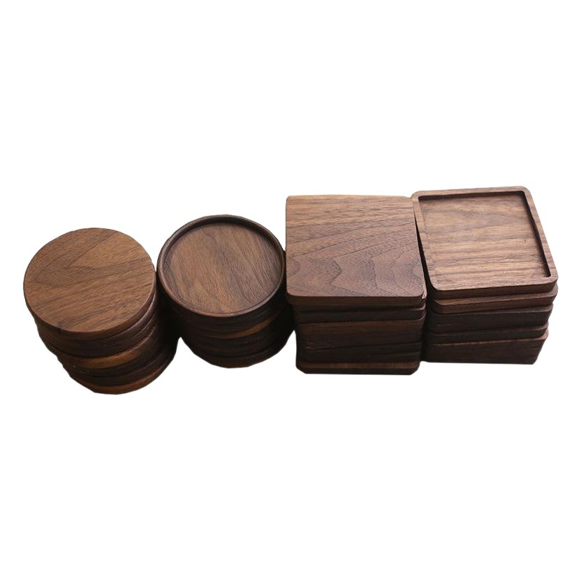 Posavasos de madera negro nogal cuadrado montaña estera aislamiento de madera estera olla de madera maciza posavasos grabado logo