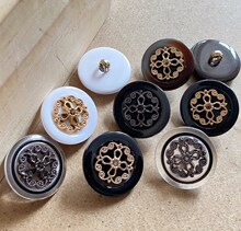 高档韩版时尚女装女上衣纽扣树脂组合小西装毛呢大衣风衣时装钮扣