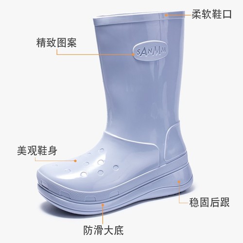 Summer waterproof rain boots for women, medium and high rain boots, women's one-piece water shoes, outer wear, non-slip rubber shoes, overshoes, water boots