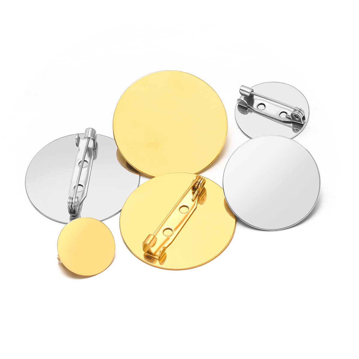 Solid Color Pattern All Seasons Season 10 PCS/Package 304 Stainless Steel Solid Color Brooch Base Tray