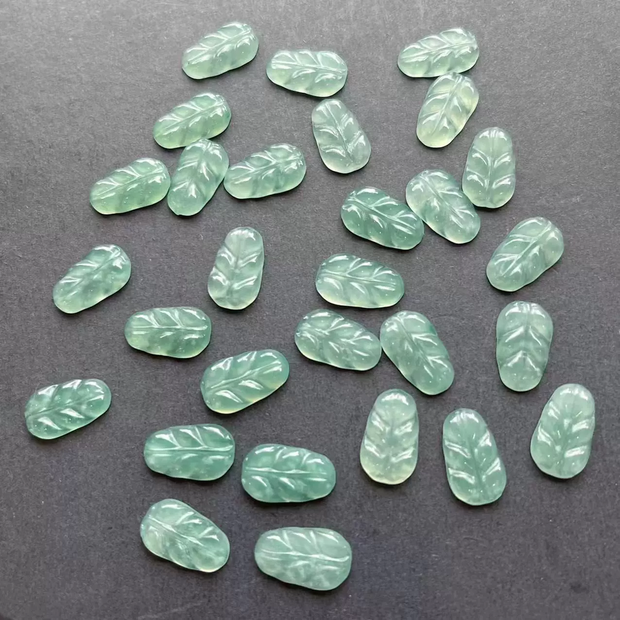 天然石翡翠A货危料树叶饰品配饰手工diy吊坠项链戒指镶嵌工厂批发